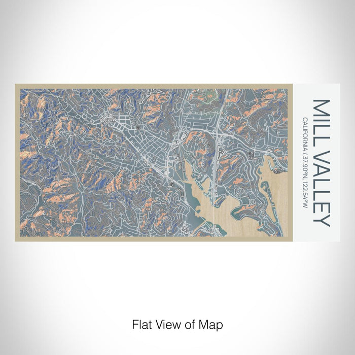 Rendered View of Mill Valley California Map on 17oz Stainless Steel Insulated Bottle with printed afternoon style map