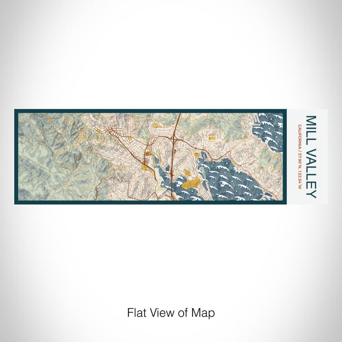 Rendered View of Mill Valley California Map on 10oz Stainless Steel Insulated Cup in Woodblock with Sliding Lid