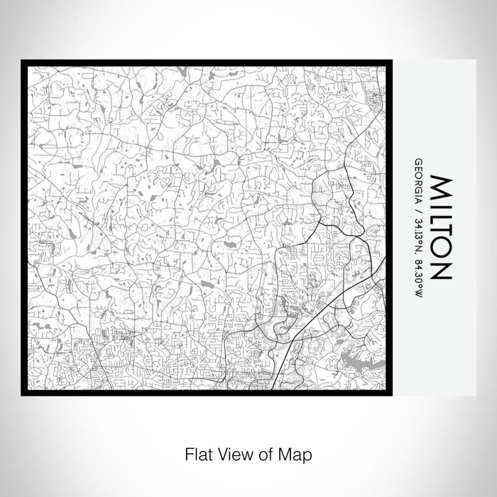 Rendered View of Milton Georgia Map on 20oz Stainless Steel Insulated Bottle with Bamboo Top with printed classic style map