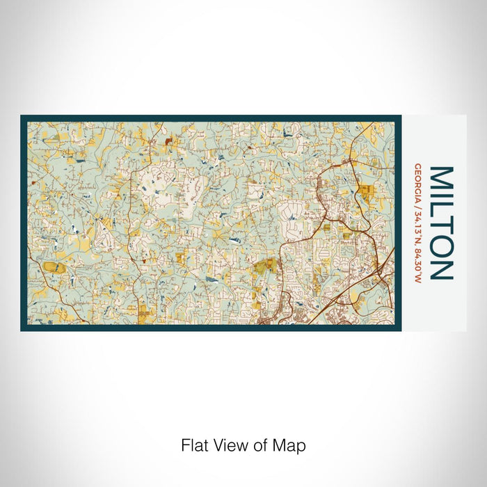 Rendered View of Milton Georgia Map on 17oz Stainless Steel Insulated Bottle with printed woodblock style map