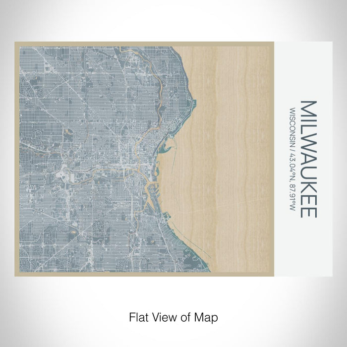 Rendered View of Milwaukee Wisconsin Map on 20oz Stainless Steel Insulated Bottle with Bamboo Top with printed afternoon style map