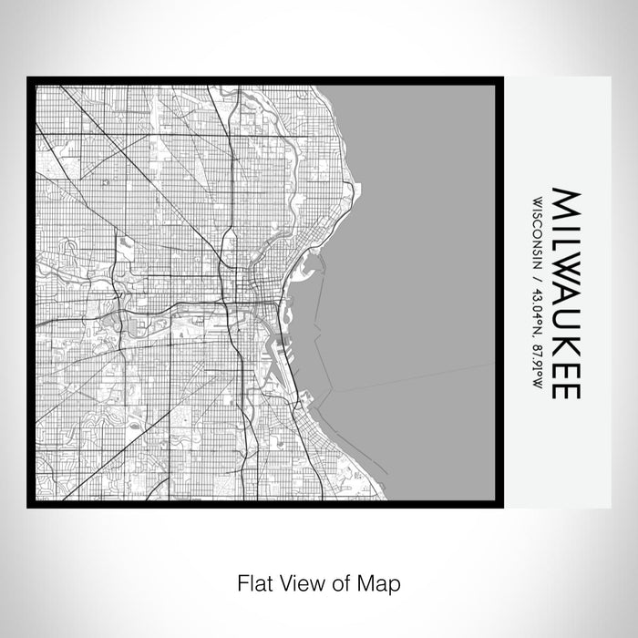 Rendered View of Milwaukee Wisconsin Map on 20oz Stainless Steel Insulated Bottle with Bamboo Top with printed classic style map