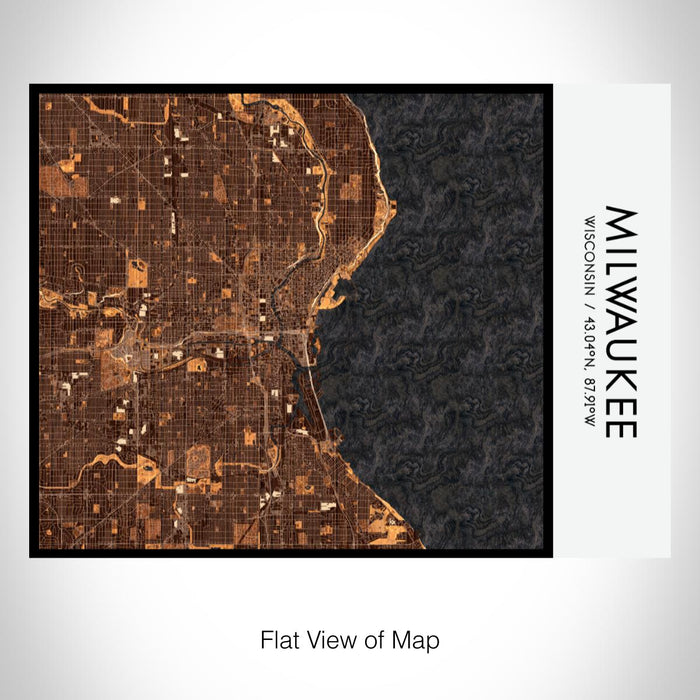 Rendered View of Milwaukee Wisconsin Map on 20oz Stainless Steel Insulated Bottle with Bamboo Top with printed ember style map