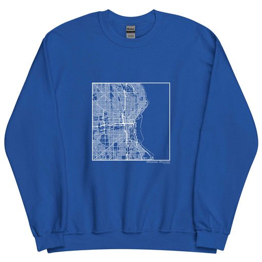 Milwaukee Wisconsin  Map Unisex Crewneck Sweater with City inscription in Royal Blue