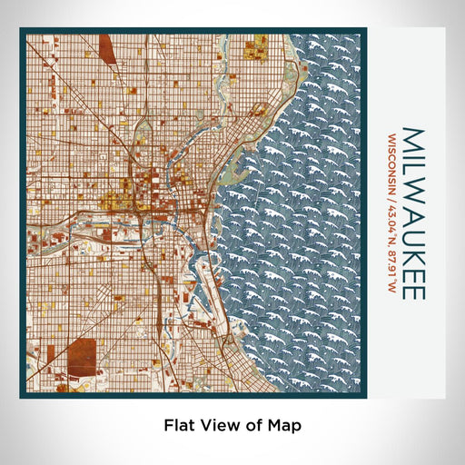 Rendered View of Milwaukee Wisconsin Map on 17oz Stainless Steel Insulated Tumbler in Woodblock Map Style