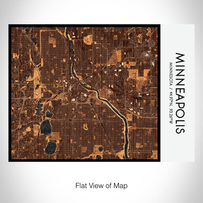 Rendered View of Minneapolis Minnesota Map on 20oz Stainless Steel Insulated Bottle with Bamboo Top with printed ember style map