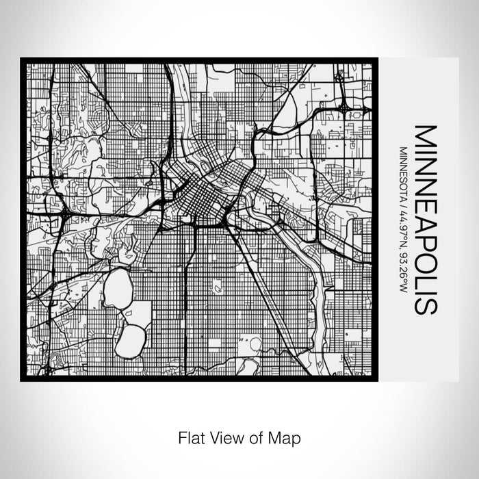 Rendered View of Minneapolis Minnesota Map on 20oz Stainless Steel Insulated Bottle with Bamboo Top in Matte White with printed Tactile Lines Map in Black