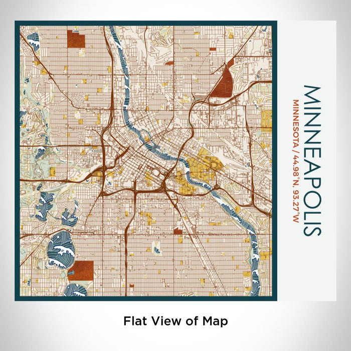 Rendered View of Minneapolis Minnesota Map on 17oz Stainless Steel Insulated Tumbler in Woodblock Map Style