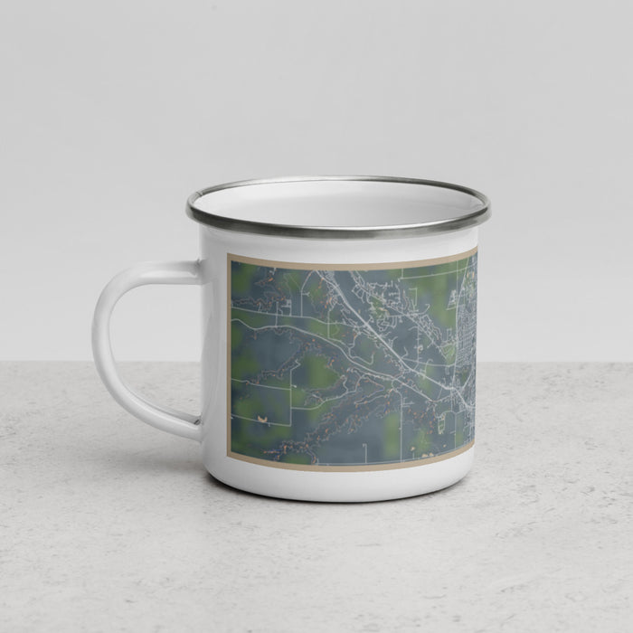 Left View Custom Minot North Dakota Map Enamel Mug in Afternoon