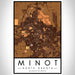 Minot North Dakota Map Print Portrait Orientation in Ember Style With Shaded Background