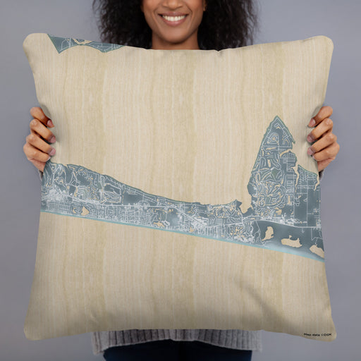 Person holding 22x22 Custom Miramar Beach Florida Map Throw Pillow in Afternoon