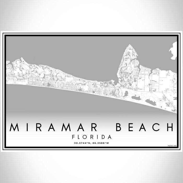 Miramar Beach Florida Map Print Landscape Orientation in Classic Style With Shaded Background