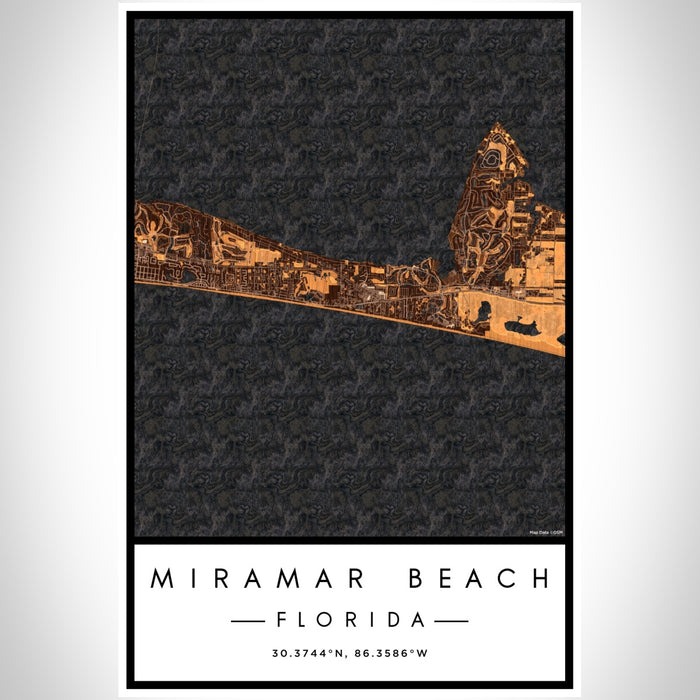 Miramar Beach Florida Map Print Portrait Orientation in Ember Style With Shaded Background