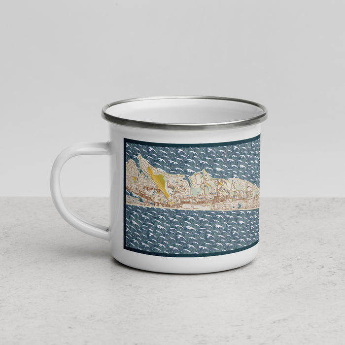 Left View Custom Miramar Beach Florida Map Enamel Mug in Woodblock