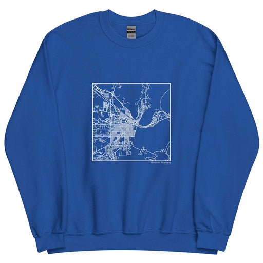 Missoula Montana  Map Unisex Crewneck Sweater with City inscription in Royal Blue