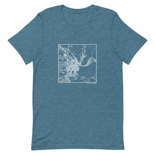 Missoula Montana  Map Unisex T-Shirt with City inscription in Heather Teal
