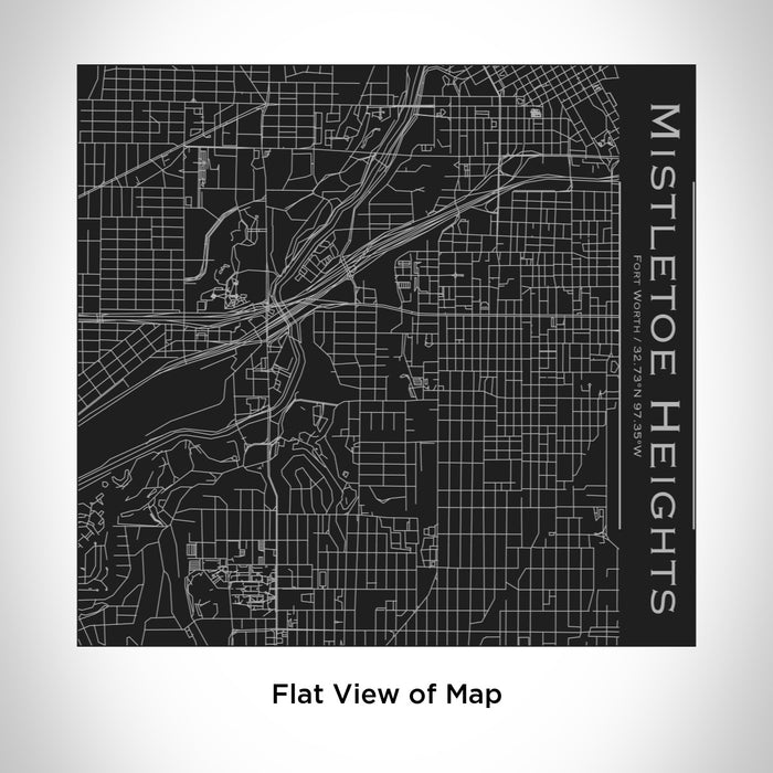 Rendered View of Mistletoe Heights Fort Worth Map Engraving on 17oz Stainless Steel Insulated Tumbler in Black