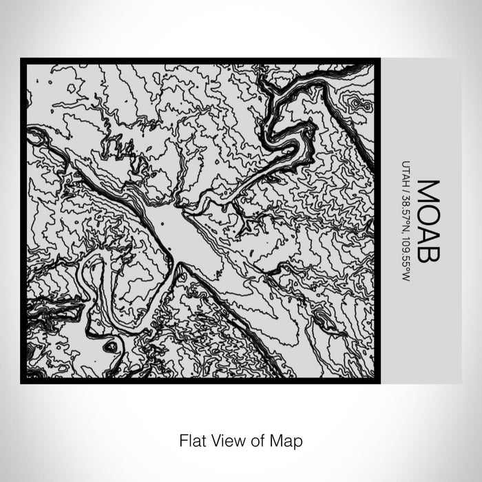 Rendered View of Moab Utah Map on 20oz Stainless Steel Insulated Bottle with Bamboo Top with printed Tactile Lines Map in Black