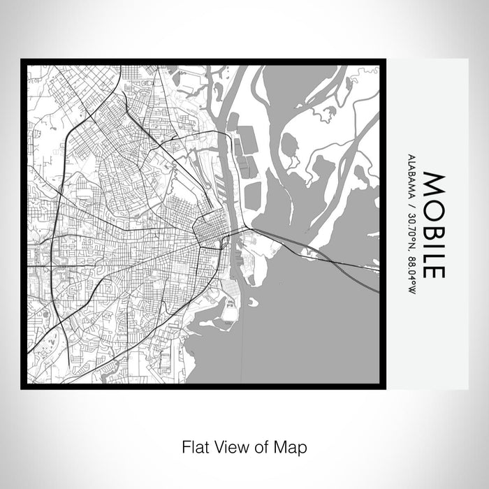 Rendered View of Mobile Alabama Map on 20oz Stainless Steel Insulated Bottle with Bamboo Top with printed classic style map