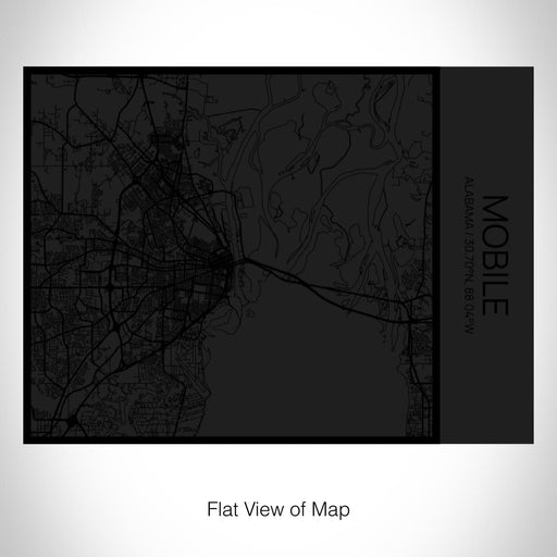 Rendered View of Mobile Alabama Map on 20oz Stainless Steel Insulated Bottle with Bamboo Top in Matte Black with printed Tactile Lines Map in Black