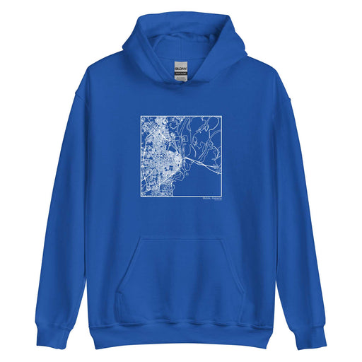 Mobile Alabama  Map Unisex Hoodie Sweater with City inscription in Royal Blue