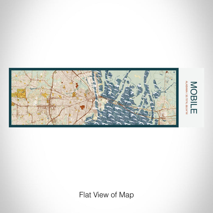 Rendered View of Mobile Alabama Map on 10oz Stainless Steel Insulated Cup in Woodblock with Sliding Lid