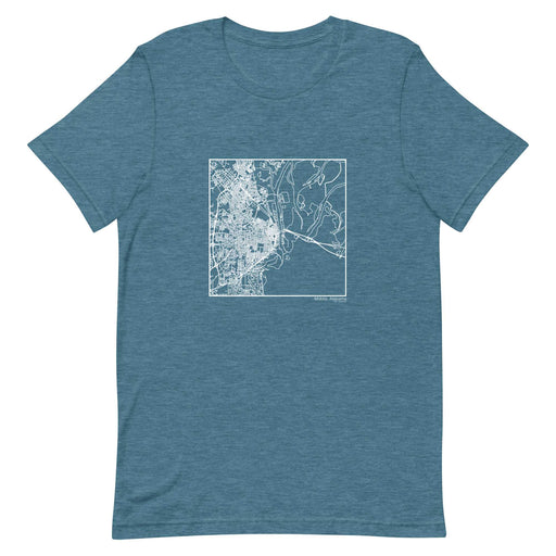 Mobile Alabama  Map Unisex T-Shirt with City inscription in Heather Teal