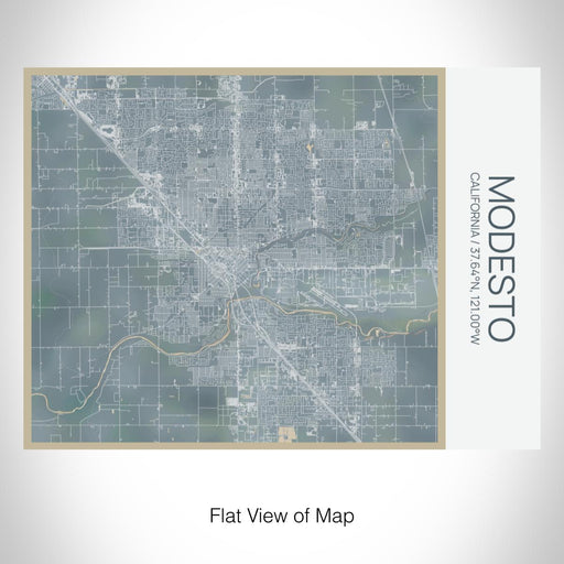 Rendered View of Modesto California Map on 20oz Stainless Steel Insulated Bottle with Bamboo Top with printed afternoon style map
