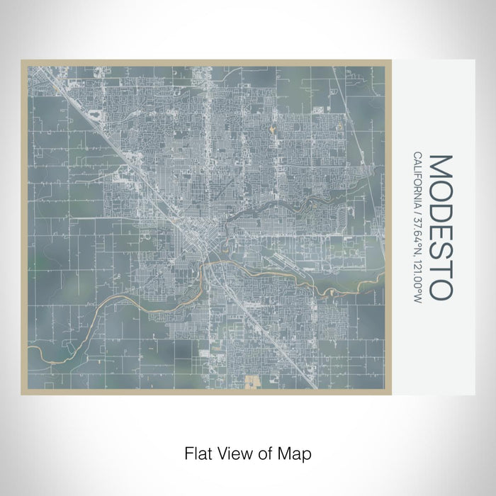 Rendered View of Modesto California Map on 20oz Stainless Steel Insulated Bottle with Bamboo Top with printed afternoon style map