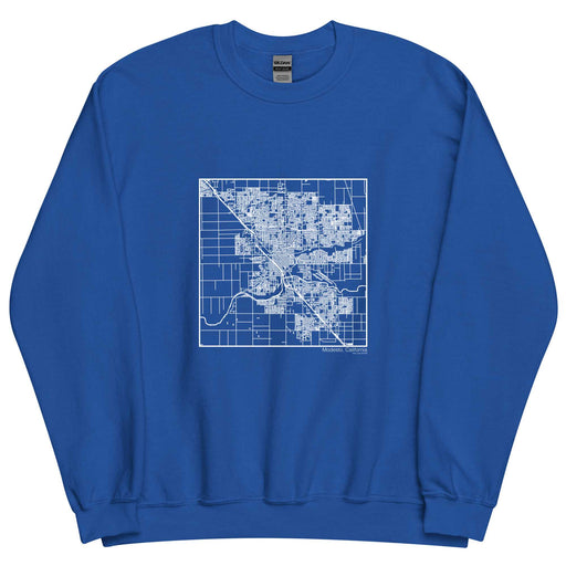Modesto California  Map Unisex Crewneck Sweater with City inscription in Royal Blue