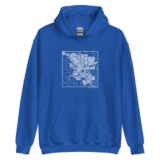 Modesto California  Map Unisex Hoodie Sweater with City inscription in Royal Blue