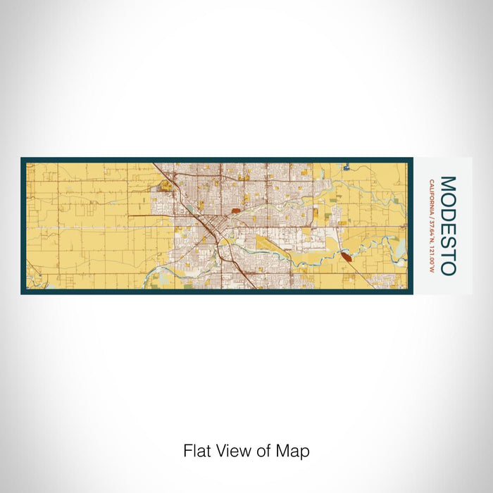 Rendered View of Modesto California Map on 10oz Stainless Steel Insulated Cup in Woodblock with Sliding Lid