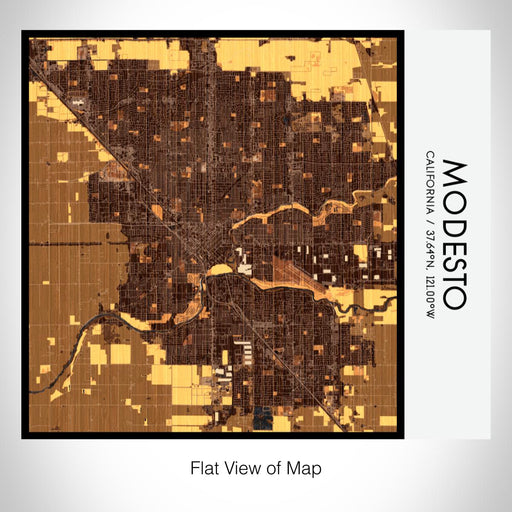 Rendered View of Modesto California Map on 17oz Stainless Steel Insulated Tumbler in Ember Map Style