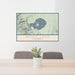 24x36 Mono Lake California Map Print Lanscape Orientation in Woodblock Style Behind 2 Chairs Table and Potted Plant