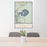 24x36 Mono Lake California Map Print Portrait Orientation in Woodblock Style Behind 2 Chairs Table and Potted Plant