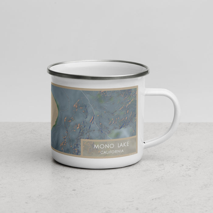 Right View Custom Mono Lake California Map Enamel Mug in Afternoon