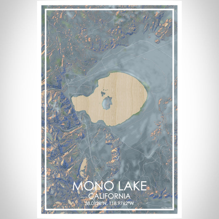 Mono Lake California Map Print Portrait Orientation in Afternoon Style With Shaded Background