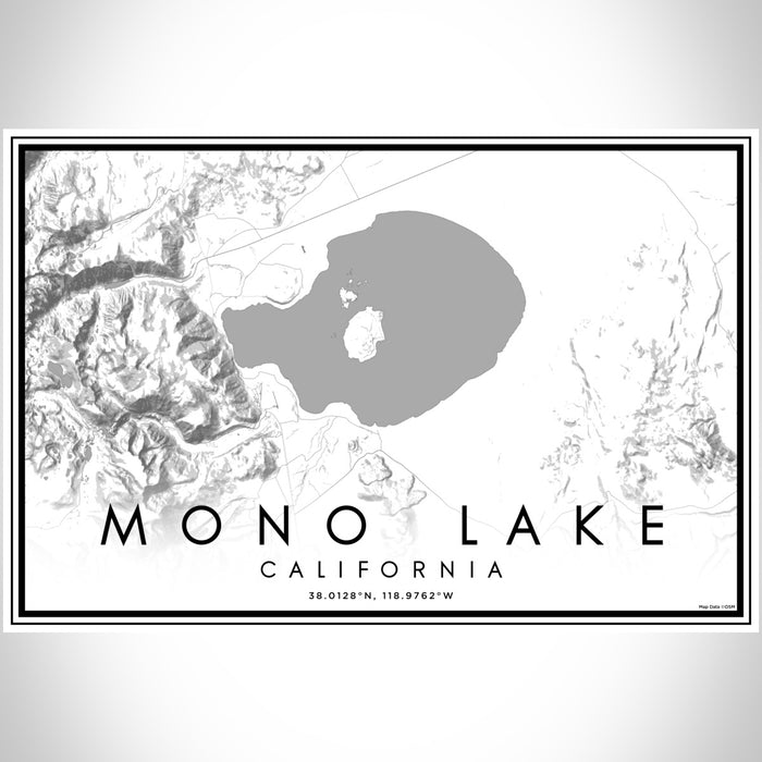 Mono Lake California Map Print Landscape Orientation in Classic Style With Shaded Background