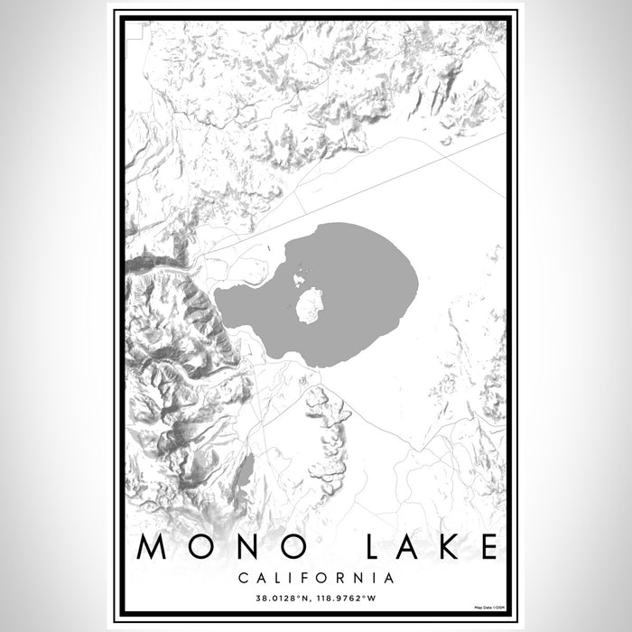Mono Lake California Map Print Portrait Orientation in Classic Style With Shaded Background