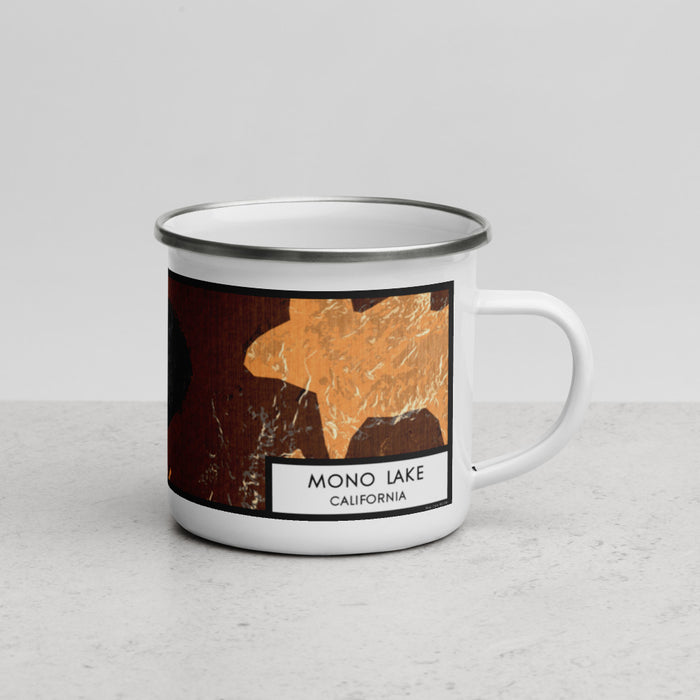 Right View Custom Mono Lake California Map Enamel Mug in Ember