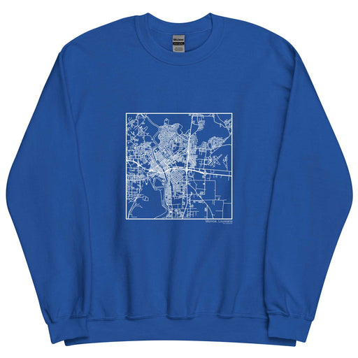 Monroe Louisiana  Map Unisex Crewneck Sweater with City inscription in Royal Blue