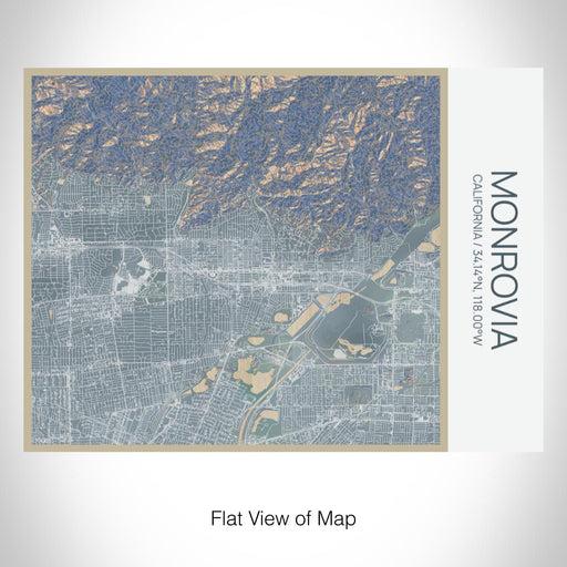 Rendered View of Monrovia California Map on 20oz Stainless Steel Insulated Bottle with Bamboo Top with printed afternoon style map