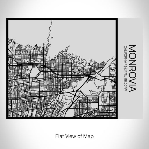 Rendered View of Monrovia California Map on 20oz Stainless Steel Insulated Bottle with Bamboo Top with printed Tactile Lines Map in Black