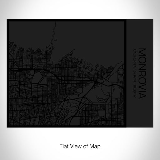 Rendered View of Monrovia California Map on 20oz Stainless Steel Insulated Bottle with Bamboo Top in Matte Black with printed Tactile Lines Map in Black