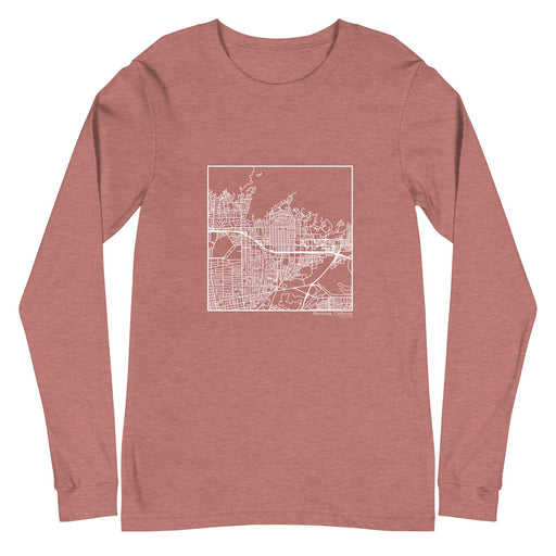 Monrovia California  Map Unisex Long-Sleeve T-shirt with City inscription in Heather Mauve