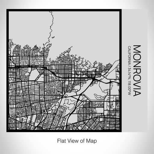 Rendered View of Monrovia California Map on 17oz Stainless Steel Insulated Tumbler in Tactile Lines with Succulent in Background