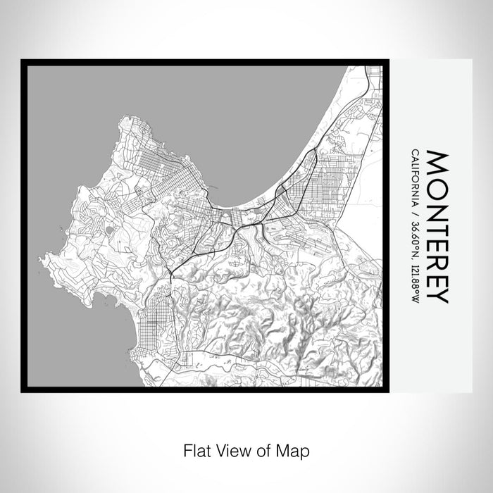 Rendered View of Monterey California Map on 20oz Stainless Steel Insulated Bottle with Bamboo Top with printed classic style map