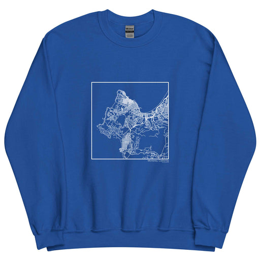 Monterey California  Map Unisex Crewneck Sweater with City inscription in Royal Blue