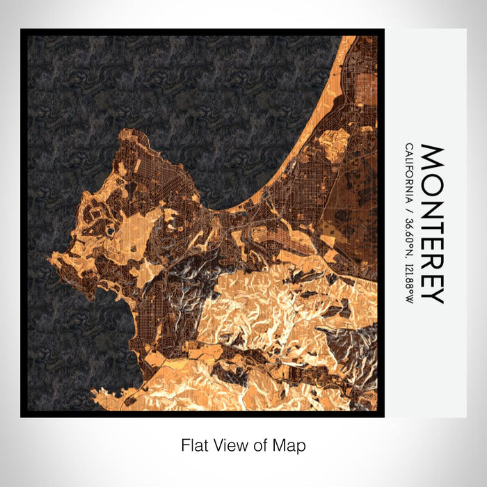 Rendered View of Monterey California Map on 17oz Stainless Steel Insulated Tumbler in Ember Map Style