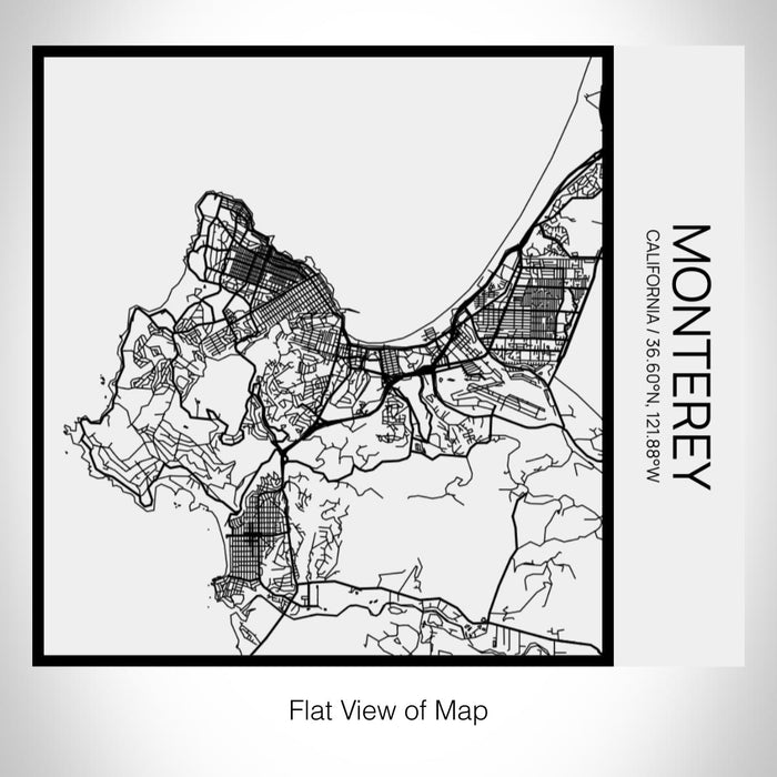 Rendered View of Monterey California Map on 17oz Stainless Steel Insulated Tumbler in Matte White with Tactile Lines
